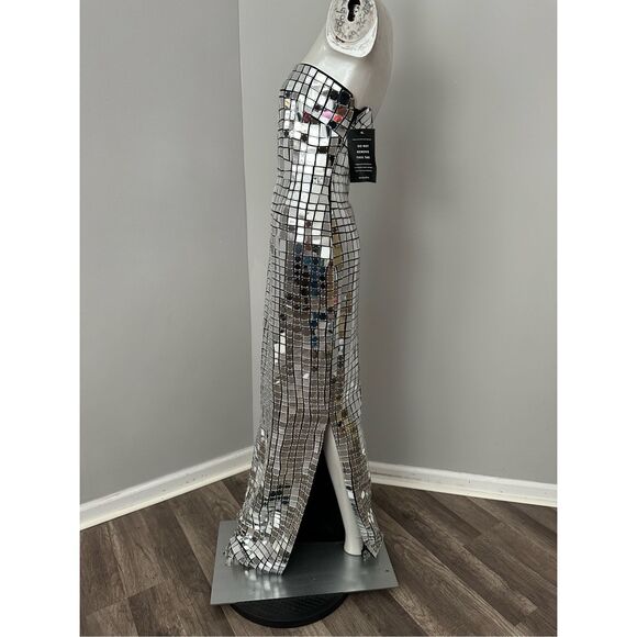 NWT Retrofete Strapless Bodycon Metallic Imani Dress Evening Gown Silver XS - Picture 10 of 17